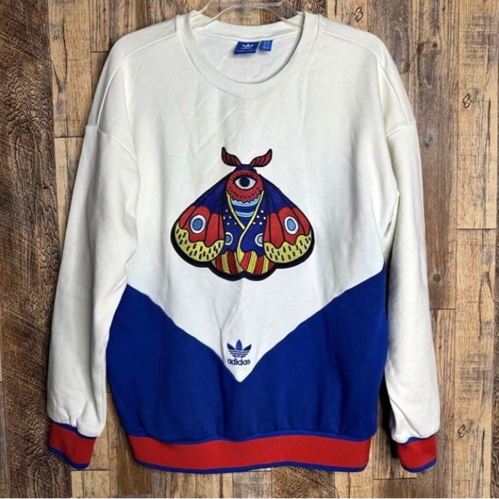 Adidas originals moth embroidery evil eye sweatshirt sweater Crewneck Large
